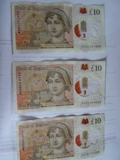 JOB LOT X 3 AA NOTES Bank Of England £10 Ten Pound Note THE QUEEN AA40 AA44 AA48