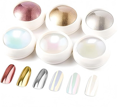 Chrome Nail Powder, 6 Farben Chrom Glitzerpuder Set - Perlchrom Nagel Powder Spi