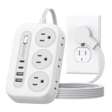 ORICO Surge Protector Power Strip, Multiple Outlets Extension Cord 5ft, White