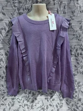 Vineyard vines Girl's Size L Sea Grape Long Sleeve Ruffle Sweater $75 NWT