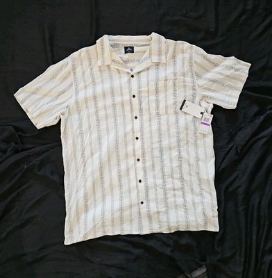 RIP CURL XXL Mens Button up Shirt Vertical Stripe Floral. Short Sleeve. NWT