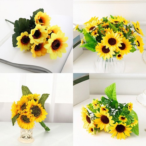 1 Grappolo Girasoli Artificiale Finto Fiore Bouquet Giardino Festa Nozze Decor - Foto 22 di 23