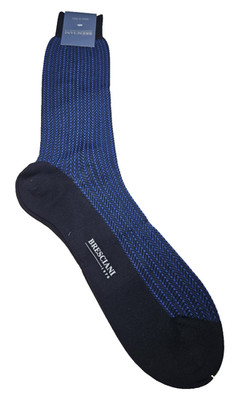 BRESCIANI Socks Men Italian 100% Cotton Size L - Dark Blue/Blue New