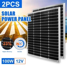 PFCTART 200W Solar Panel PV 100W Monocrystalline Home RV Roof Shed Back-up Power