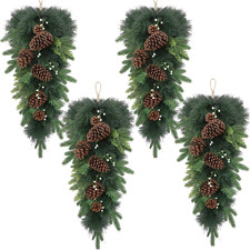 Christmas Teardrop Swag 26" Pine Pinecones, 4 Pcs, Pine Needles
