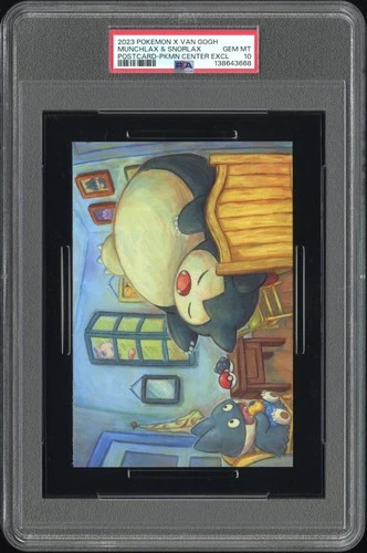 2023 POKEMON X VAN GOGH POSTCARD MUNCHLAX & SNORLAX PSA 10