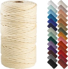 Cream Yellow Macrame Cord 4mm x 109yards Colored Macrame Rope Cotton Cord Mac...