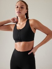 ATHLETA Ultimate Front Zip Bra Cups A-C in Black - Size Small