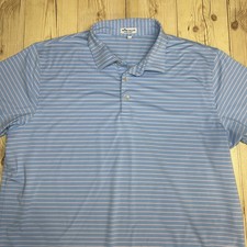 Peter Millar Summer Comfort Polo Shirt Men  s XL Blue White Striped Stretch Golf