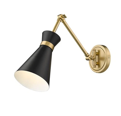Z-Lite 351S Soriano 7" Tall Wall Sconce - Matte Black / Modern Gold - Picture 1 of 12
