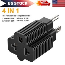 4-In-1 NEMA 5-15R to 5-15P, 5-20P, 6-15P, 6-20P Adapter - 15 Amp to 20 Amp Femal