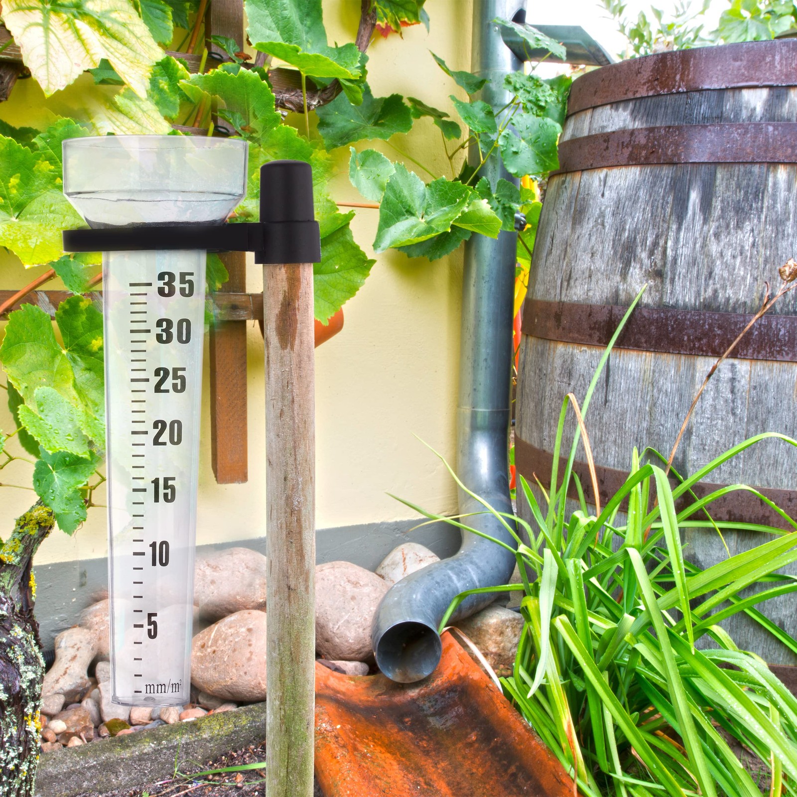 Pluviomètre à fixation lot de 2 outils de mesure eau de pluie grand format
