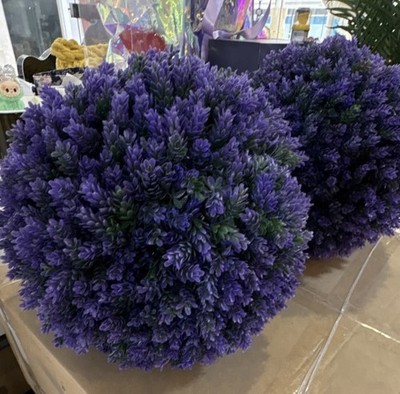Artificial Lavender Bush with Purple Flowers Plastic Decorative Arrangement 16  
