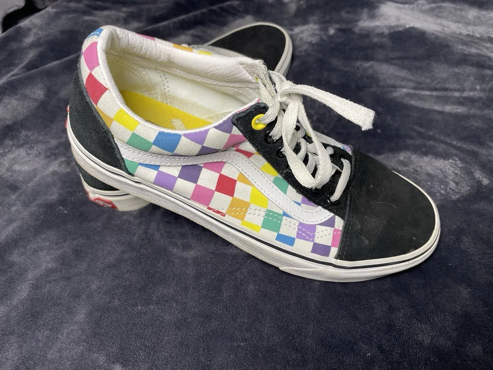 Vans Old Skool радуга клетчатый черный галстук вверх женский размер 9 Skater обувь - Изображение 2 из 4