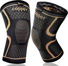 2 Pack Copper Knee Support Sleeves for Arthritis Sports Recovery Large