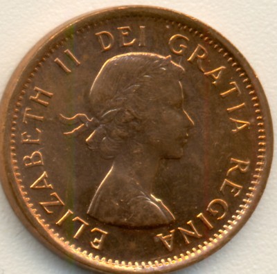 1957 CANADA SMALL CENT, CHOICE BRILLIANT UNCIRCULATED RED, GREAT PRICE!