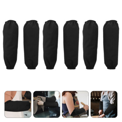 HAKIDZEL 6 Pairs Oilproof Work Sleeves For Men - Arm Protector Covers For Cleaning, Cooking, Gardening (Black, 40x19cm)