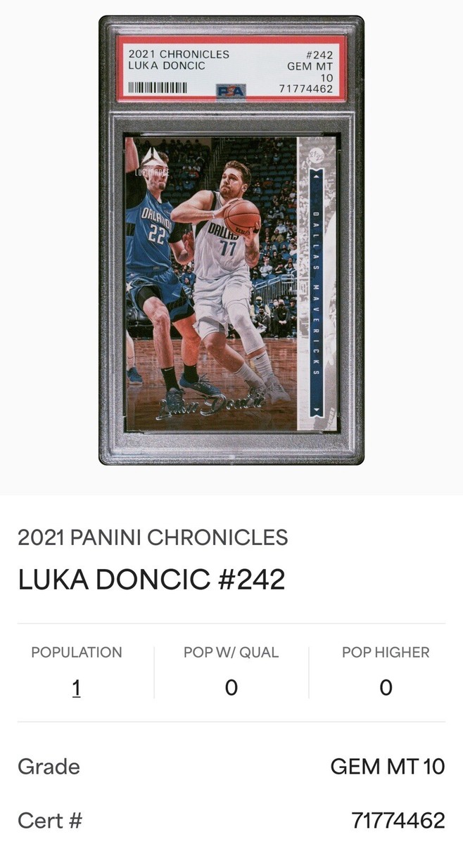 2021-22 Chronicles Basketball Luka Doncic #242 Luminance PSA 2021-22 Chronicles Basketball Luka Doncic #242 Luminance PSA