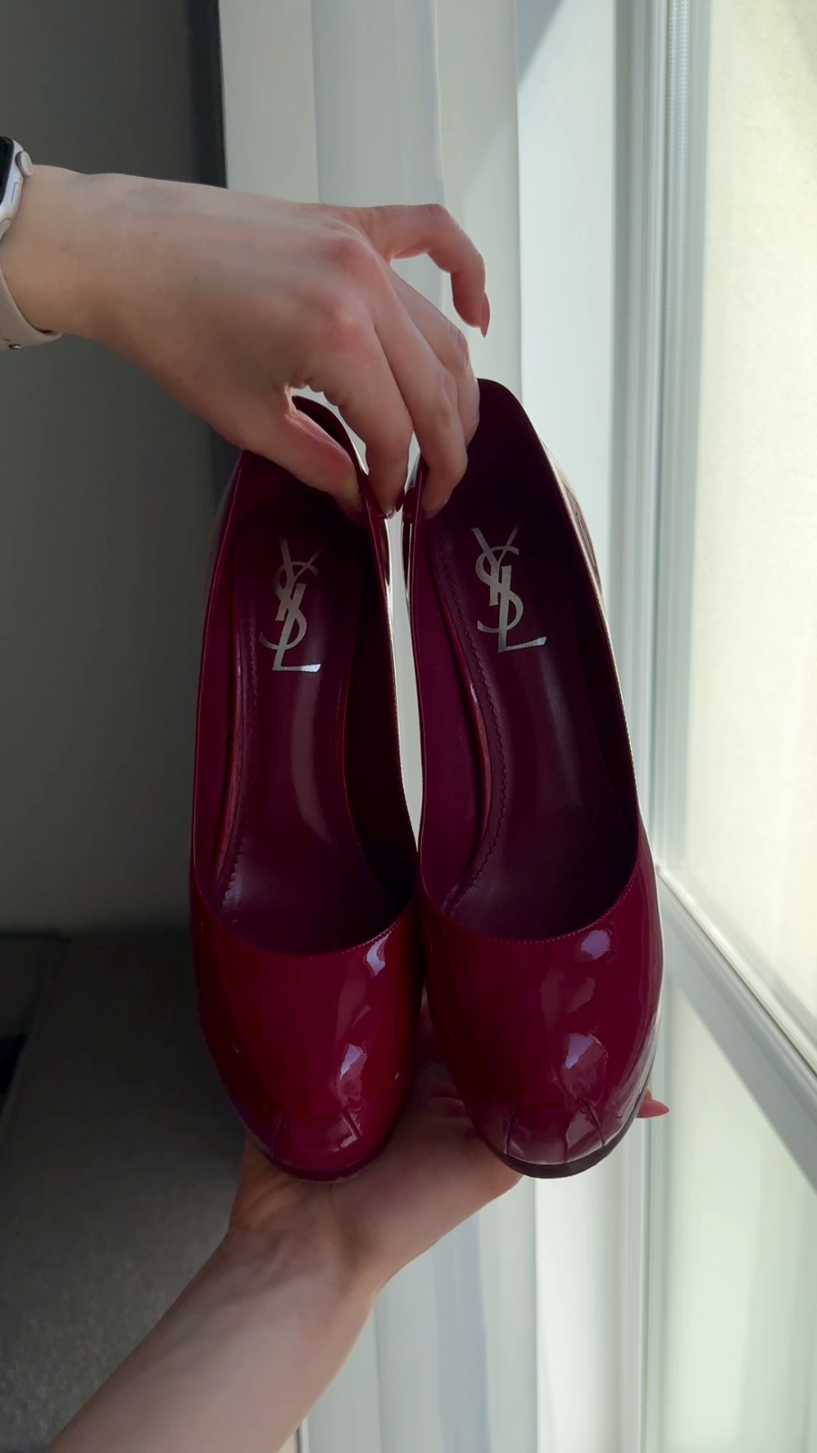 Decolte donna tacco a spillo pelle rossa YSL Yves Saint Laurent EU38 5 US8 5