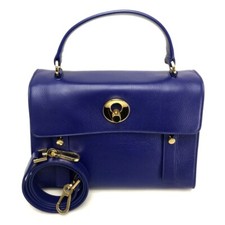 SAINT LAURENT PARIS Mini Muse Two 2WAY Hand Bag Leather Blue