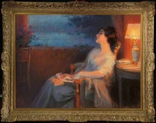 Handmade Old Master-Art Antique Oil Painting lady girl on canvas 30"x40"