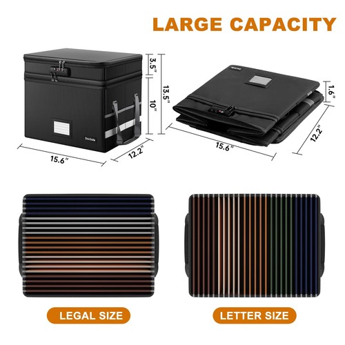 DocSafe File Box with LockMulti-Layer Fireproof Document Box Collapsible File... - Imagen 5 de 9