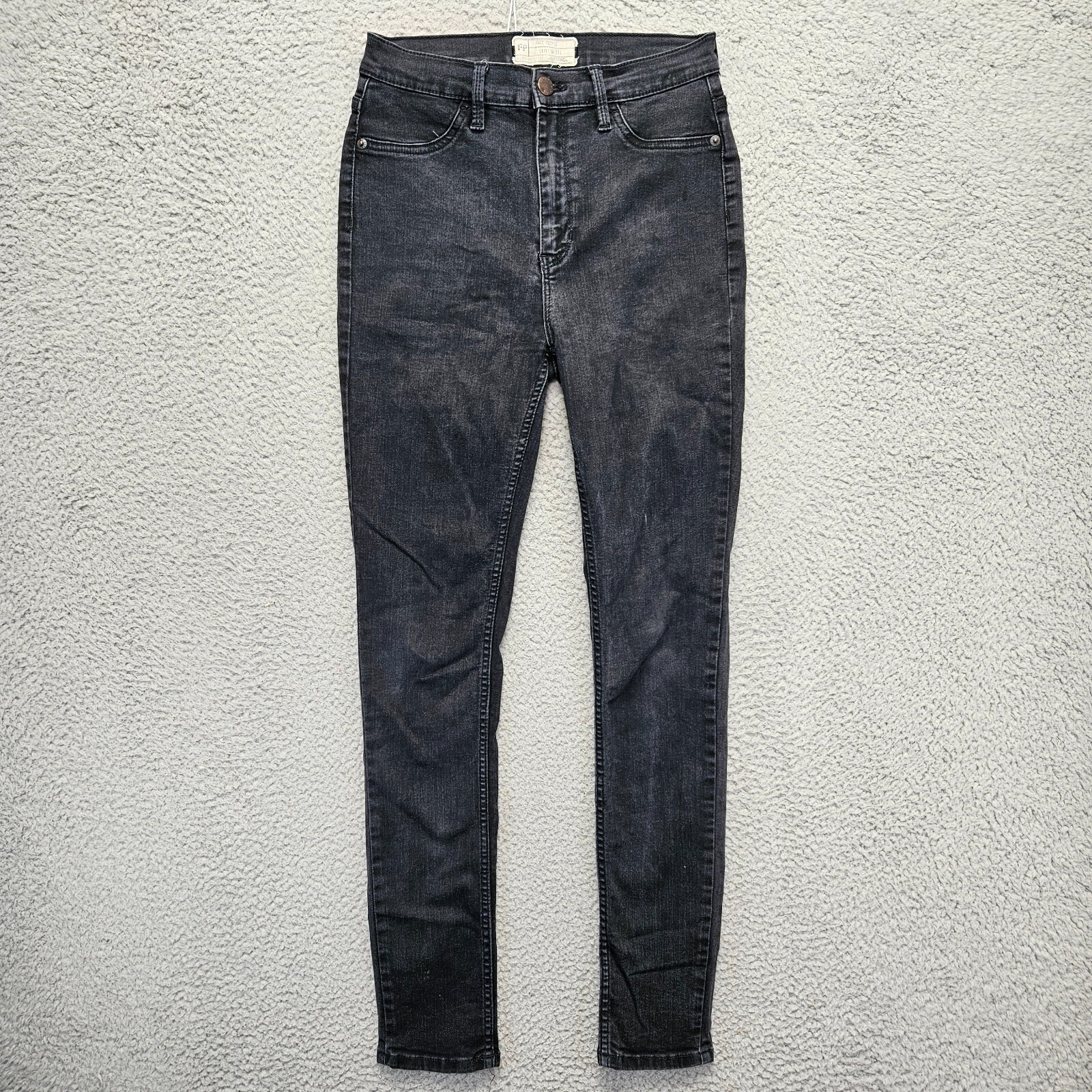 Free People Jeans Womens Size 29 Black Denim Skiny Leg High Rise