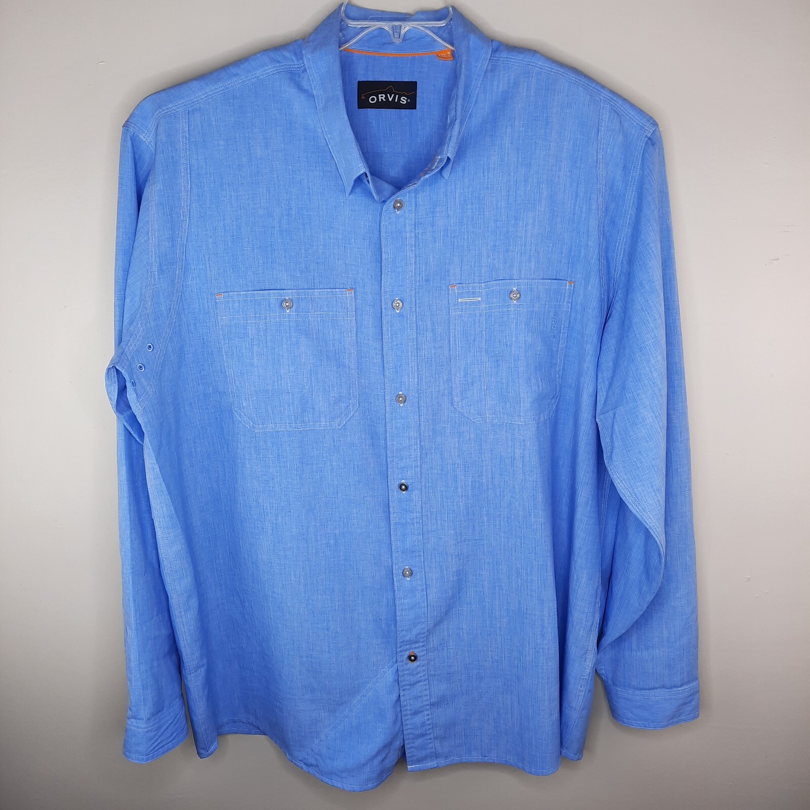 Orvis Trout Bum Men's Fishing Shirt Size 2XLT Blue Lo… Gem