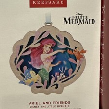 2023 Hallmark Christmas Ornament Disney ARIEL  FRIENDS The Little Mermaid Wood
