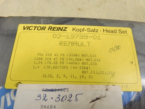 (X3) 02-19799-01 VICTOR REINZ Dichtungssatz Zylinderkopf RENAULT CLIO 9 11 19 21 - Bild 2 von 2