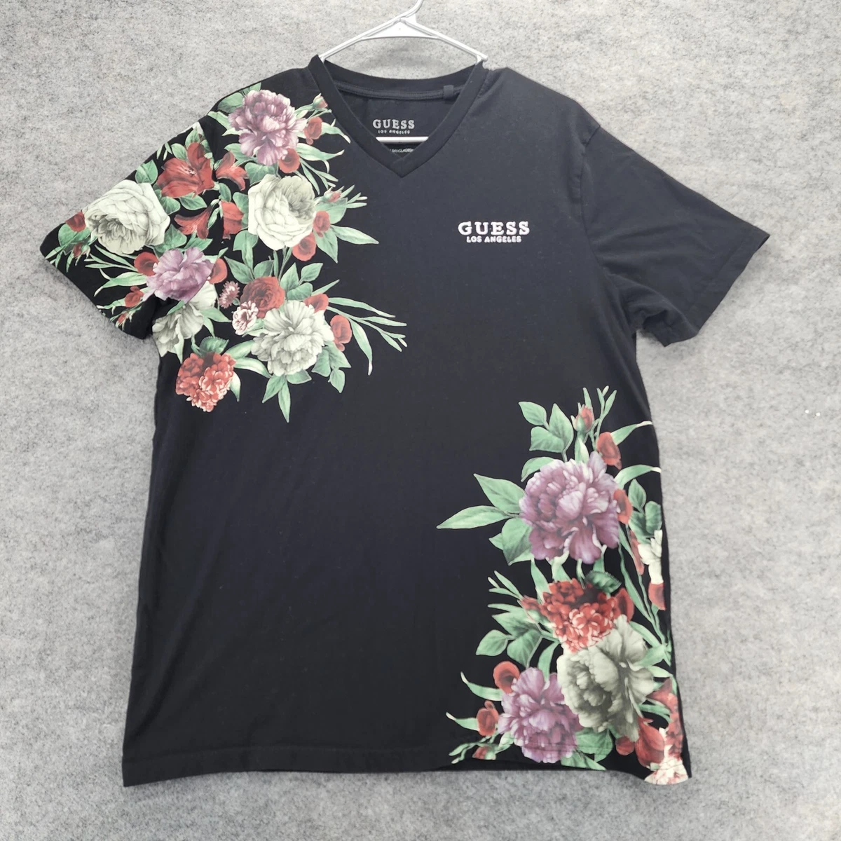 Guess Shirt Mens Extra Large Short Sleeve Black Floral V Neck eBay