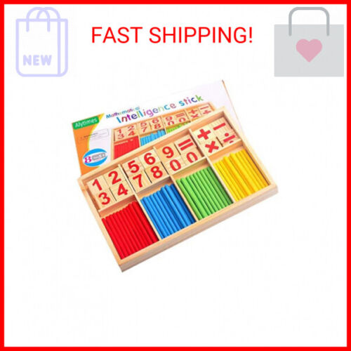 Alytimes Counting Stick Calculation Math Educational Toy, Wooden Number Cards an