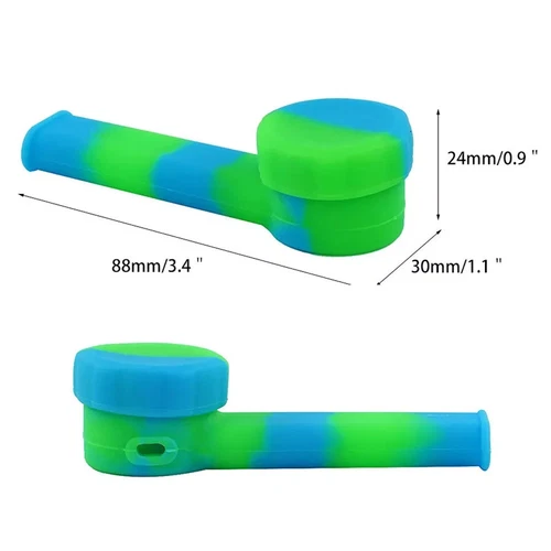 5x 3.4'' Mini Silicone Smoking Hand Pipe with Metal Bowl & Cap Lid Pocket Pipe5A - Picture 7 of 15