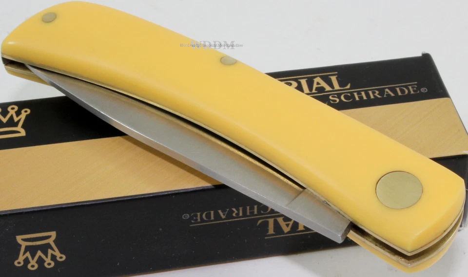 Imperial Schrade старый таймер гладкий желтый Delrin дерна Buster карманный нож Jr IMP22 - Изображение 4 из 4