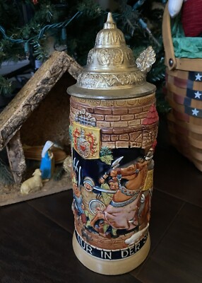 VINTAGE GERMAN BEER STEIN LIDDED WEST GERMANY RUH HAST DU NUR IN
