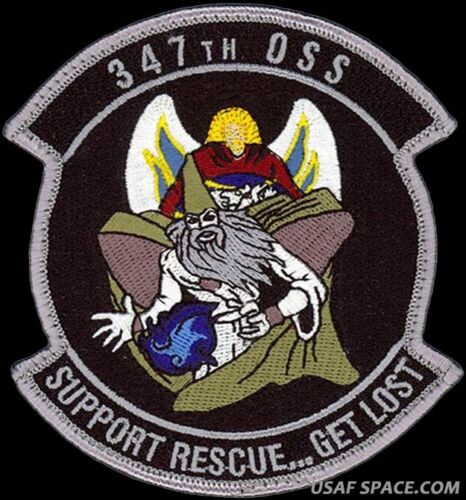 USAF 347th OPERATIONS SUPPORT SQ OSS - SUPPORT RETTUNG - VERLOREN ORIGINAL AUFNÄHER - Bild 1 von 2