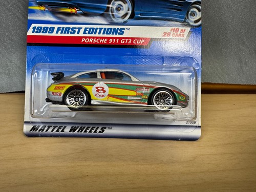 1999 Hot Wheels #912 First Editions PORSCHE 911 GT3 CUP Gray Yellow Wing RedLogo - Picture 5 of 6