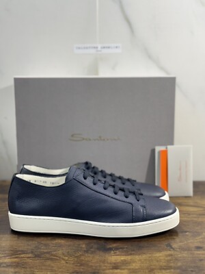 Santoni Sneaker Mann Icon Leder Blau  Luxury Mann Santoni Schuhe Icon 43.5