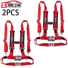 US STOCK 2PCS Universal 4-Point Car Auto Racing Sport Belt  Harness Strap Red