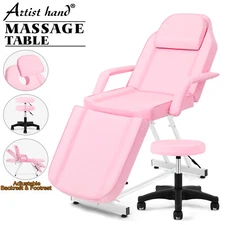 Pink Tattoo Facial Massage Bed Chair Adjustable Beauty Salon w/Hydraulic Stool