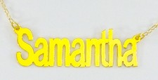 PERSONALIZED GOLD PLATED ANY NAME PLATE NECKLACE BLOCK UNISEX US SELLER