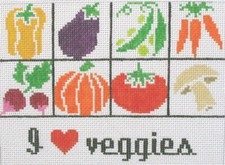 I Love Veggies Hand Painted Needlepoint Canvas