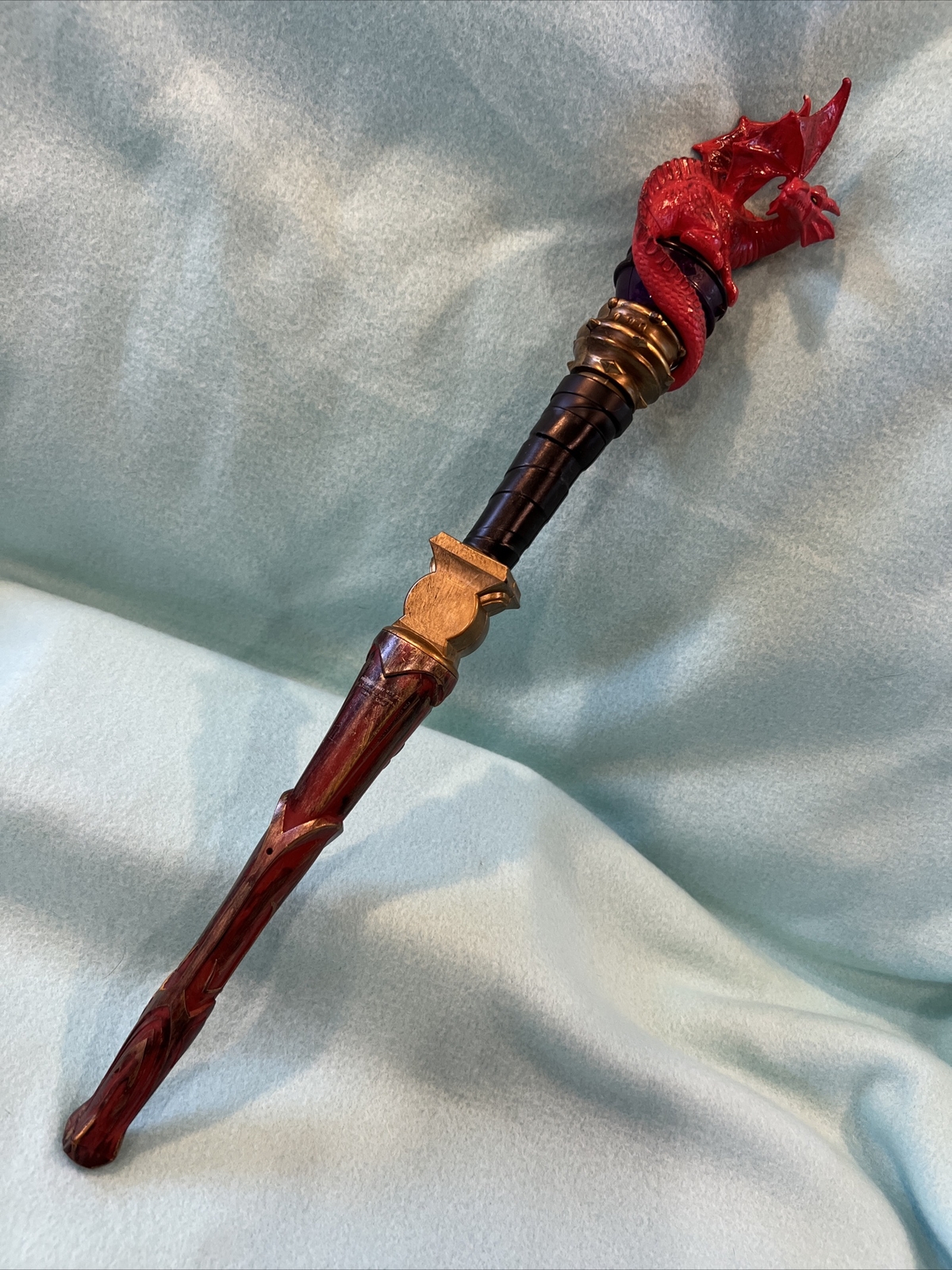 Red Dragon Topper Great Wolf Lodge Magiquest Wand Gold MagicQuest Wyvern Wings eBay