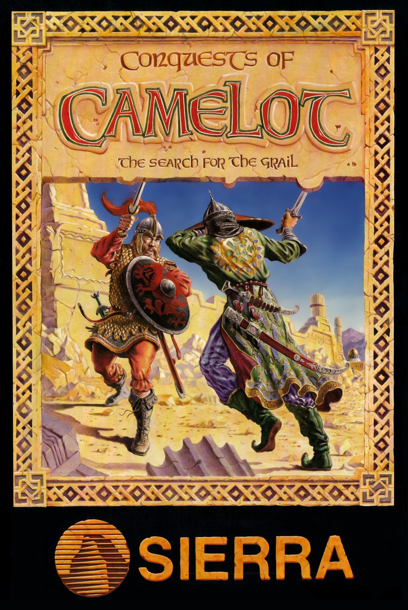 Conquests of Camelot Retro Game Poster |4 Sizes| Sierra PC Amiga Atari ST  Box, image size:804x1200
