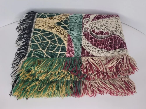 Stained Glass Knit Woven Throw Blanket Tapestry Christmas Tree 55"×44"