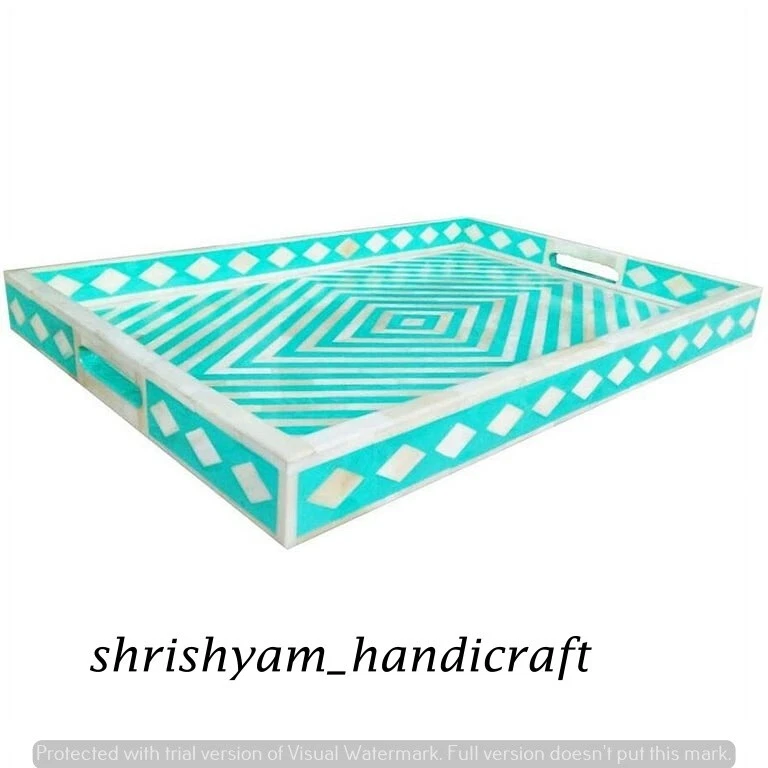 Vintage Bone Inlay Tray - Antique Style - Mother of Pearl Vanity Handmade Trays - Image 4 of 4