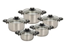 Pentola universale con coperchio in vetro - 6 misure - acciaio inox pasta zuppe patate pentola