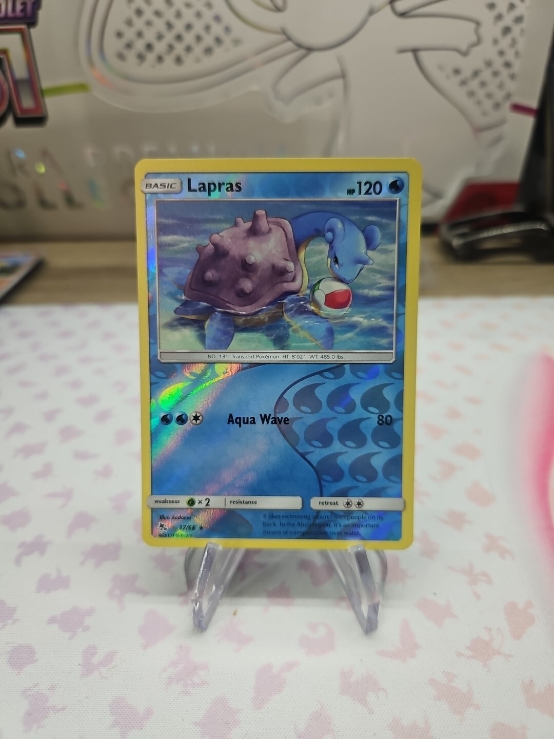 Lapras 17/68 Hidden Fates 2019 Reverse Holo Rare Pokemon TCG Card - NM