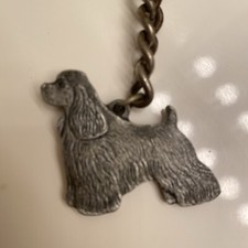 Vintage 1987 Rawcliffe Pewter I Love My Cocker Spaniel Keychain Made In USA