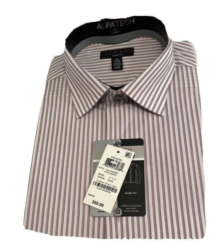 Camisas de vestir a rayas blancas Alfani para hombres